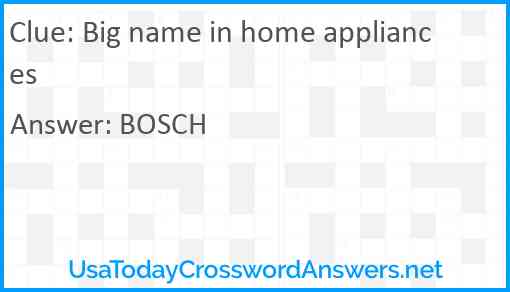 Big name in home appliances Answer