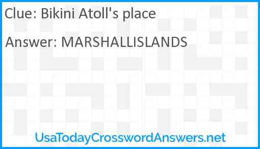 Bikini Atoll's place Answer