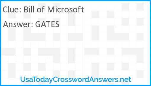 Bill of Microsoft Answer