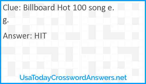 Billboard Hot 100 song e.g. Answer