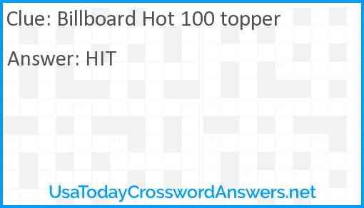 Billboard Hot 100 topper Answer