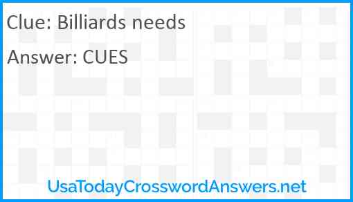 Billiards needs Answer