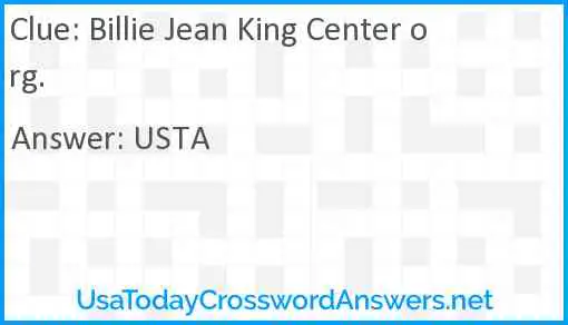 Billie Jean King Center org. Answer