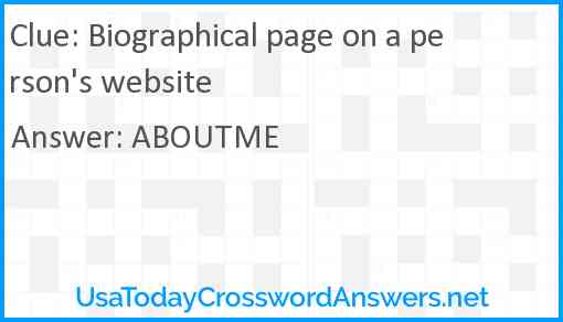 Biographical page on a person's website Answer