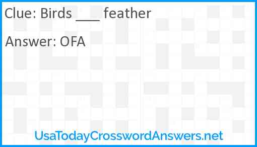 Birds feather crossword clue UsaTodayCrosswordAnswers net