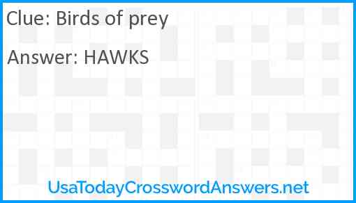 Birds of prey Answer