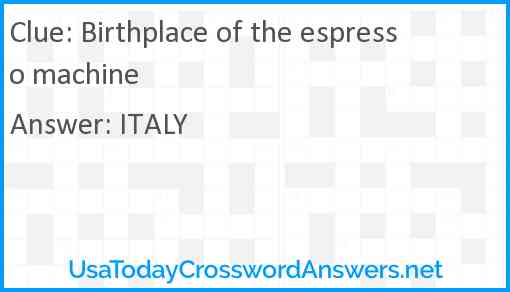 Birthplace of the espresso machine Answer