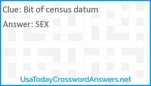 Bit of census datum Answer