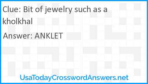 Bit of jewelry such as a kholkhal Answer