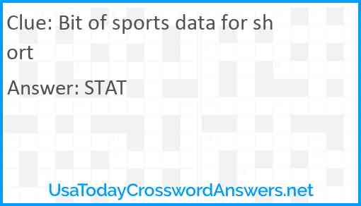 Bit of sports data for short Answer