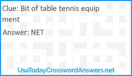 Bit of table tennis equipment Answer