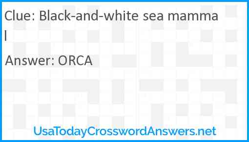 Black-and-white sea mammal Answer