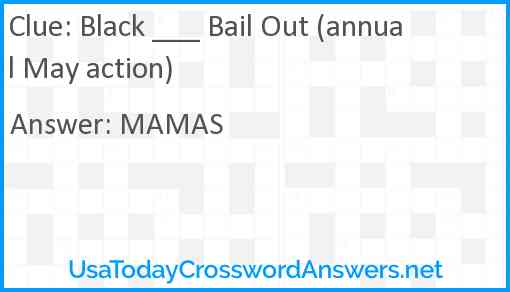 Black ___ Bail Out (annual May action) Answer
