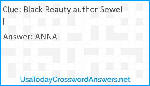 Black Beauty author Sewell Answer