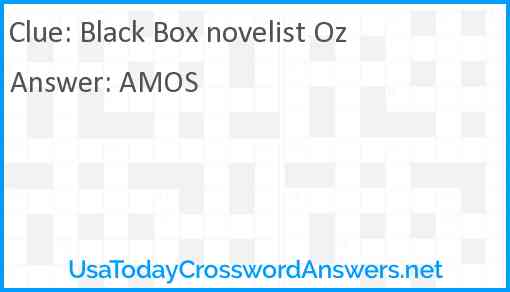 Black Box novelist Oz Answer