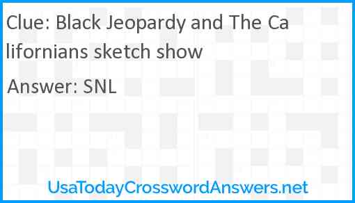 Black Jeopardy and The Californians sketch show Answer
