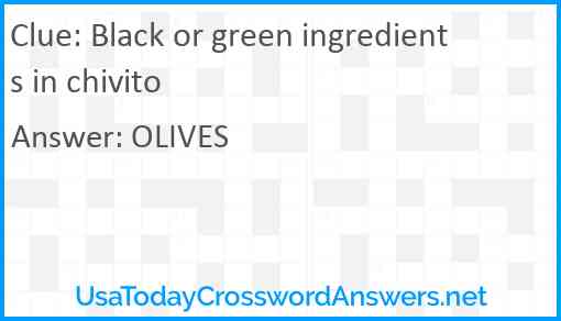 Black or green ingredients in chivito Answer