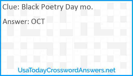 Black Poetry Day mo. Answer