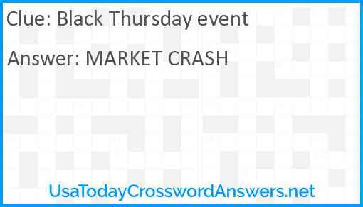 Black Thursday event crossword clue UsaTodayCrosswordAnswers net