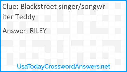 Blackstreet singer/songwriter Teddy Answer