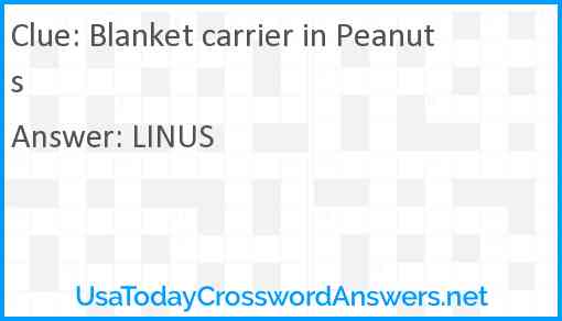Blanket carrier in Peanuts Answer