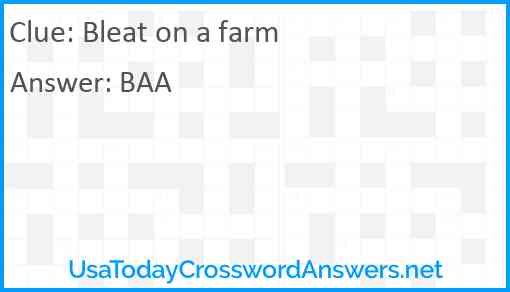 Bleat on a farm Answer