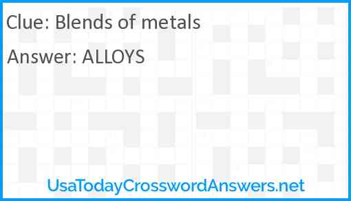 Blends of metals Answer