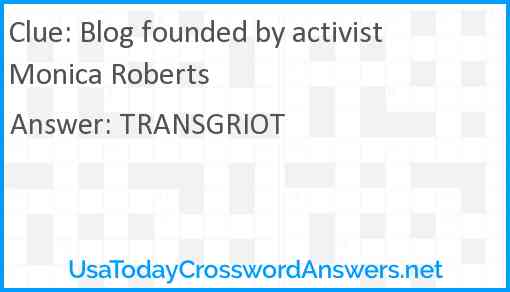 Blog founded by activist Monica Roberts Answer