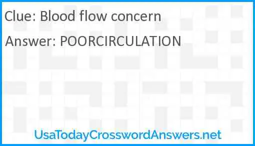 Blood flow concern Answer