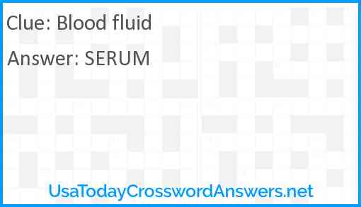 Blood fluid Answer