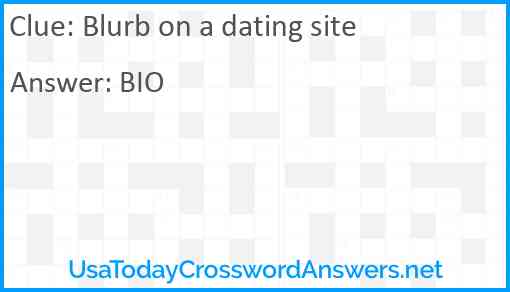 Blurb on a dating site Answer
