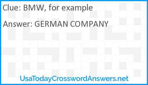 BMW, for example Answer