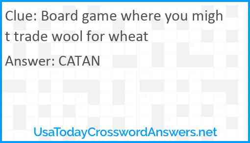 Board game where you might trade wool for wheat Answer