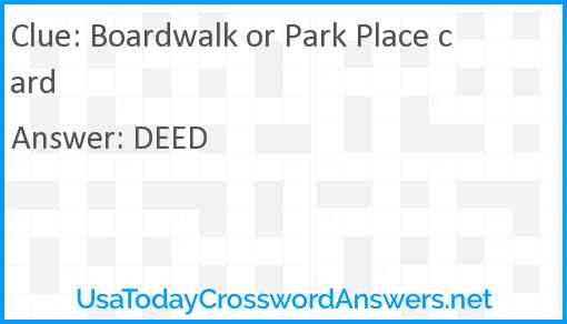 Boardwalk or Park Place card Answer