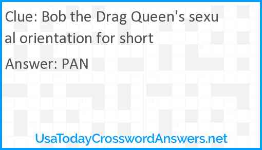 Bob the Drag Queen's sexual orientation for short Answer