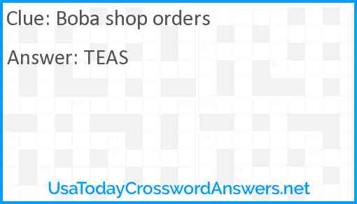 Boba shop orders Answer