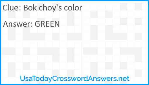 Bok choy's color Answer