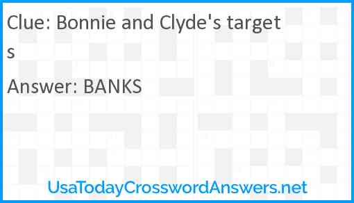 Bonnie and Clyde's targets Answer
