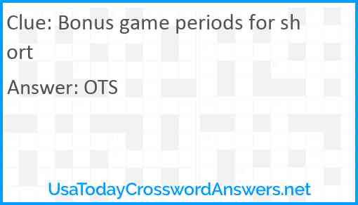 Bonus game periods for short Answer