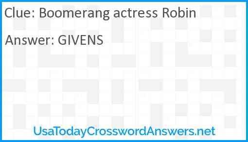 Boomerang actress Robin Answer