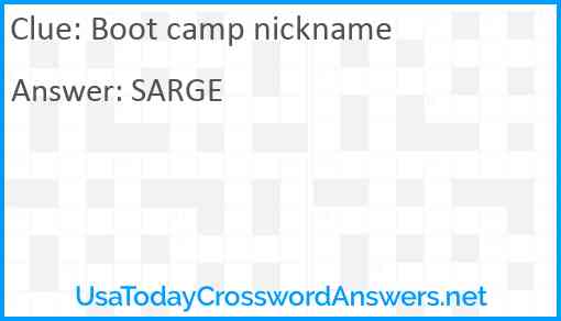 Boot camp nickname Answer