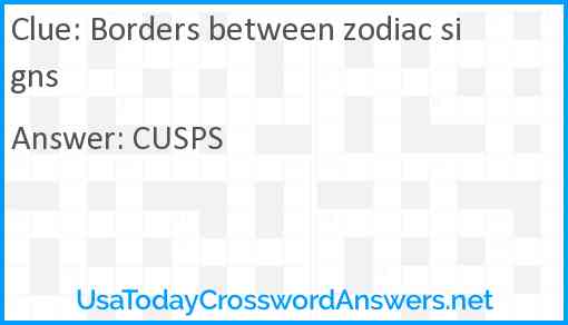 Borders between zodiac signs Answer