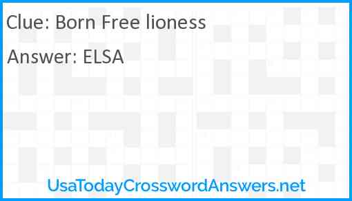 Born Free lioness Answer