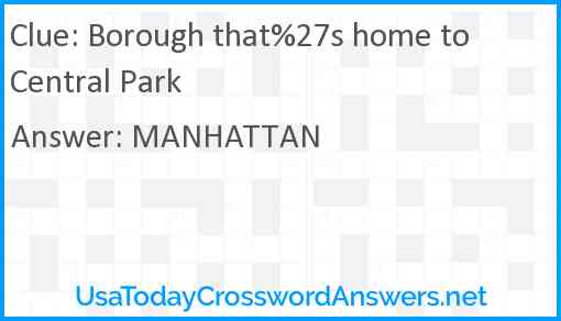 Borough that%27s home to Central Park Answer