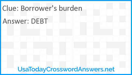 Borrower's burden Answer