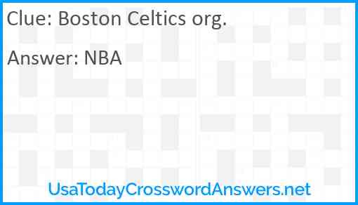 Boston Celtics org. Answer