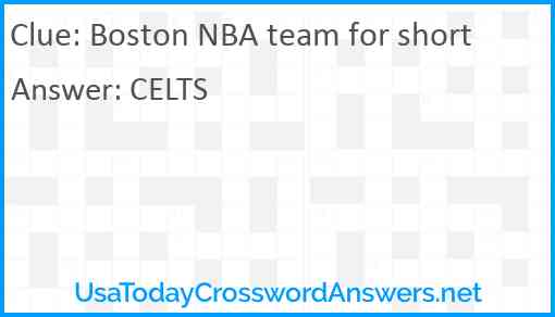 Boston NBA team for short Answer