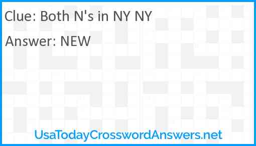 Both N's in NY NY Answer