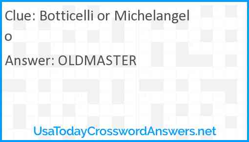 Botticelli or Michelangelo Answer
