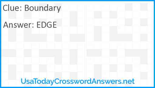 Boundary crossword clue UsaTodayCrosswordAnswers net